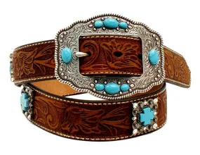 1/2'' Floral Embellished Cross Concho Belt