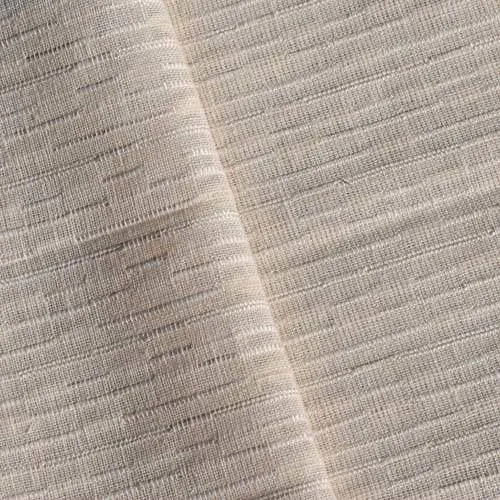 3 1/4 YD PC - Off-White Semi-Sheer Stripe Slub Drapery Fabric