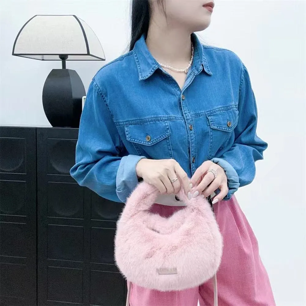 AG Collective Soft Fashionable Fluffy Shoulder Women's Handbag