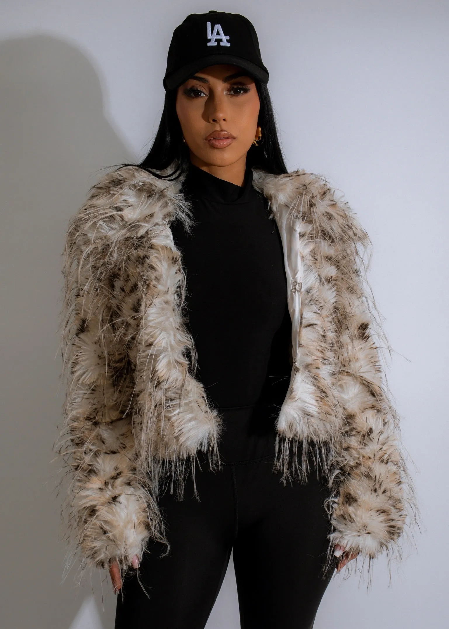 Arctic Luxe Faux Fur Jacket Nude