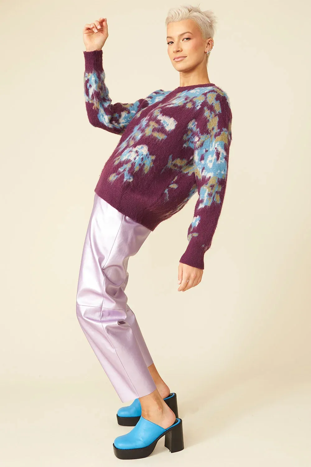 Banana Peel Blend Floral Purple Jumper