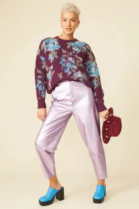 Banana Peel Blend Floral Purple Jumper