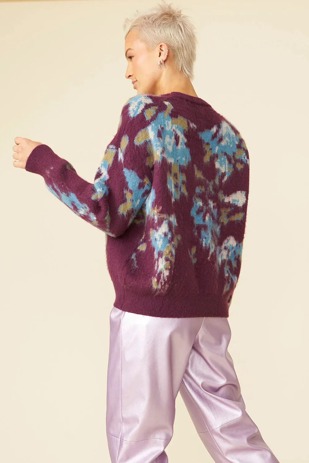 Banana Peel Blend Floral Purple Jumper