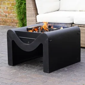 Black Metal Hex Firepit with Grill