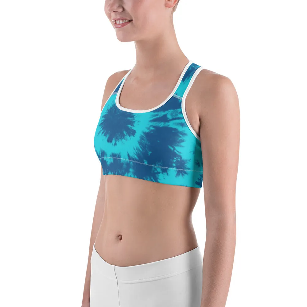 Blue & Aqua Tie Dye Sports Bra