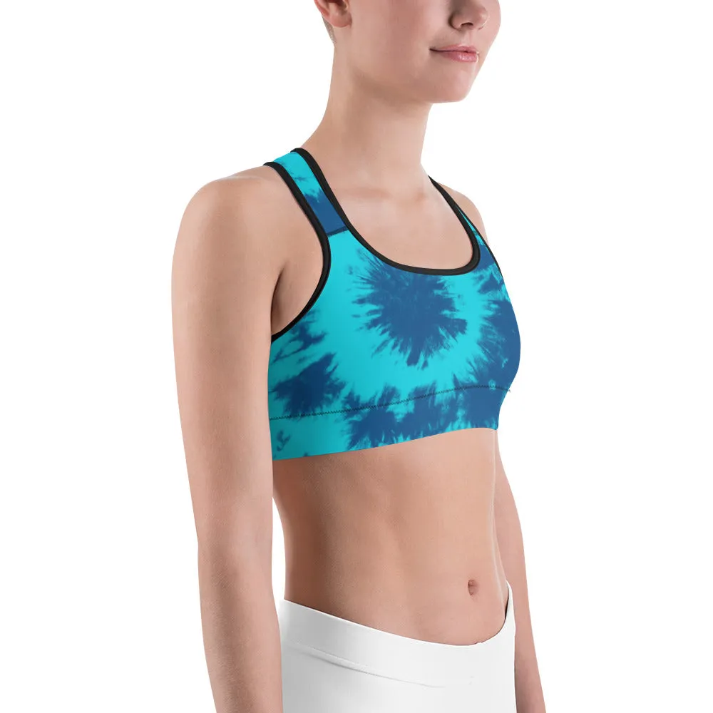 Blue & Aqua Tie Dye Sports Bra