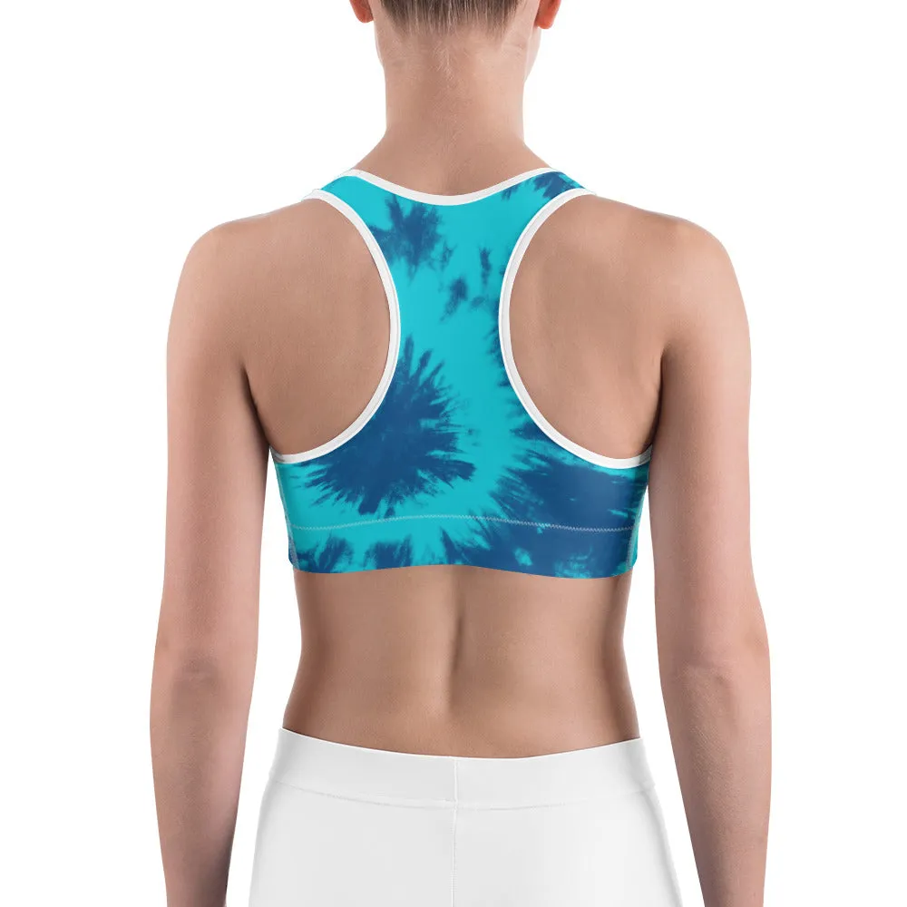 Blue & Aqua Tie Dye Sports Bra