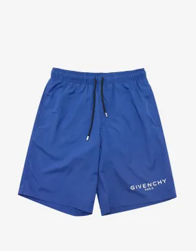 Blue Classic Logo Print Swim Shorts