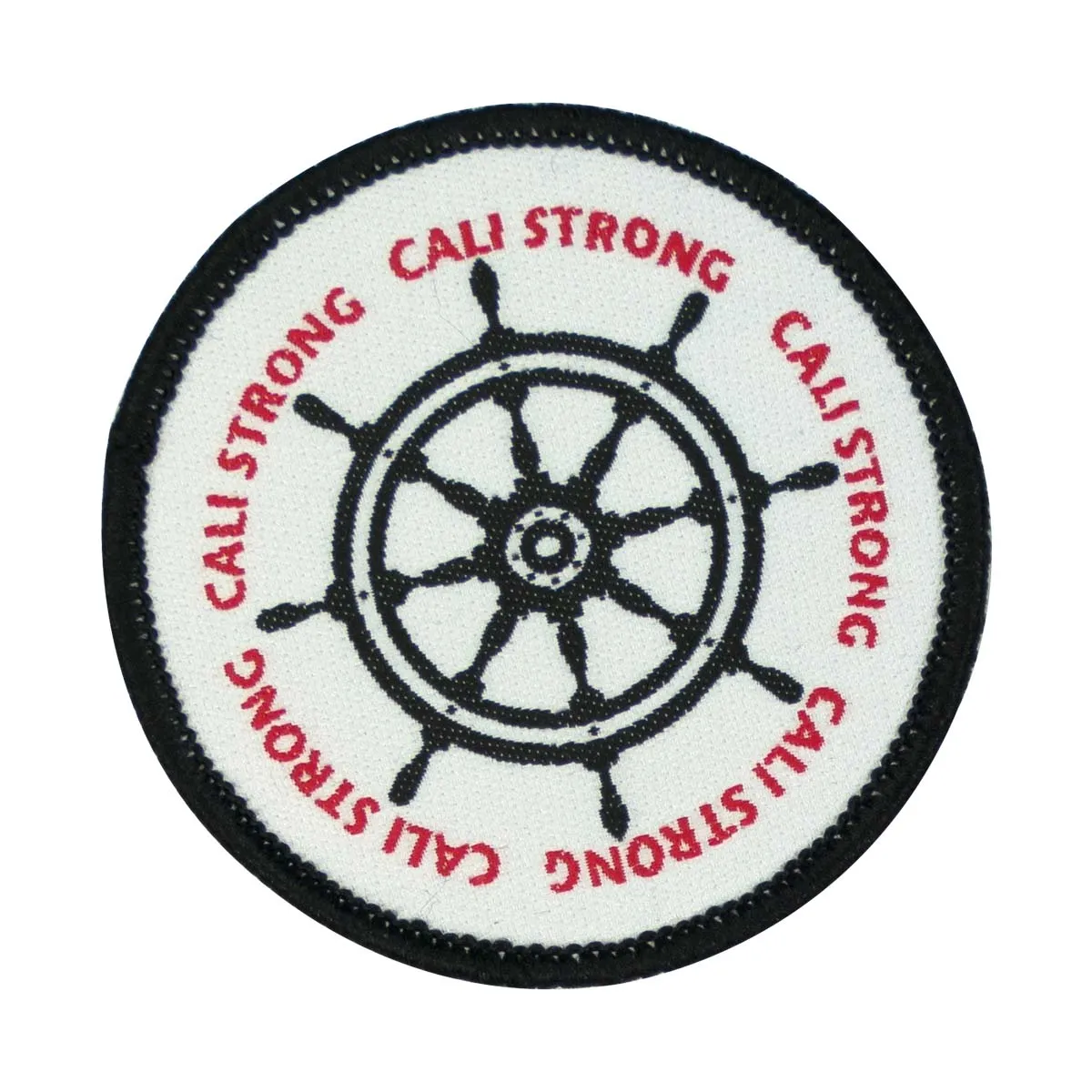 CALI Strong Helm Black Red White Round Hook-and-Loop Morale Patch