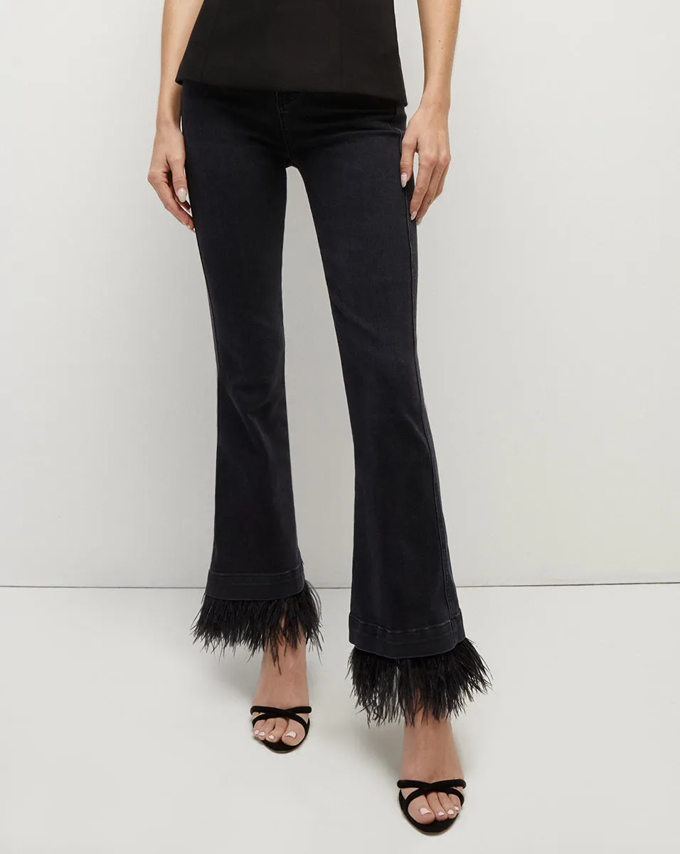 Carson Feather Trim Kick-Flare Jean