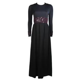 CHESTER WEINBERG Black Gown,  Beaded Waist Size Small