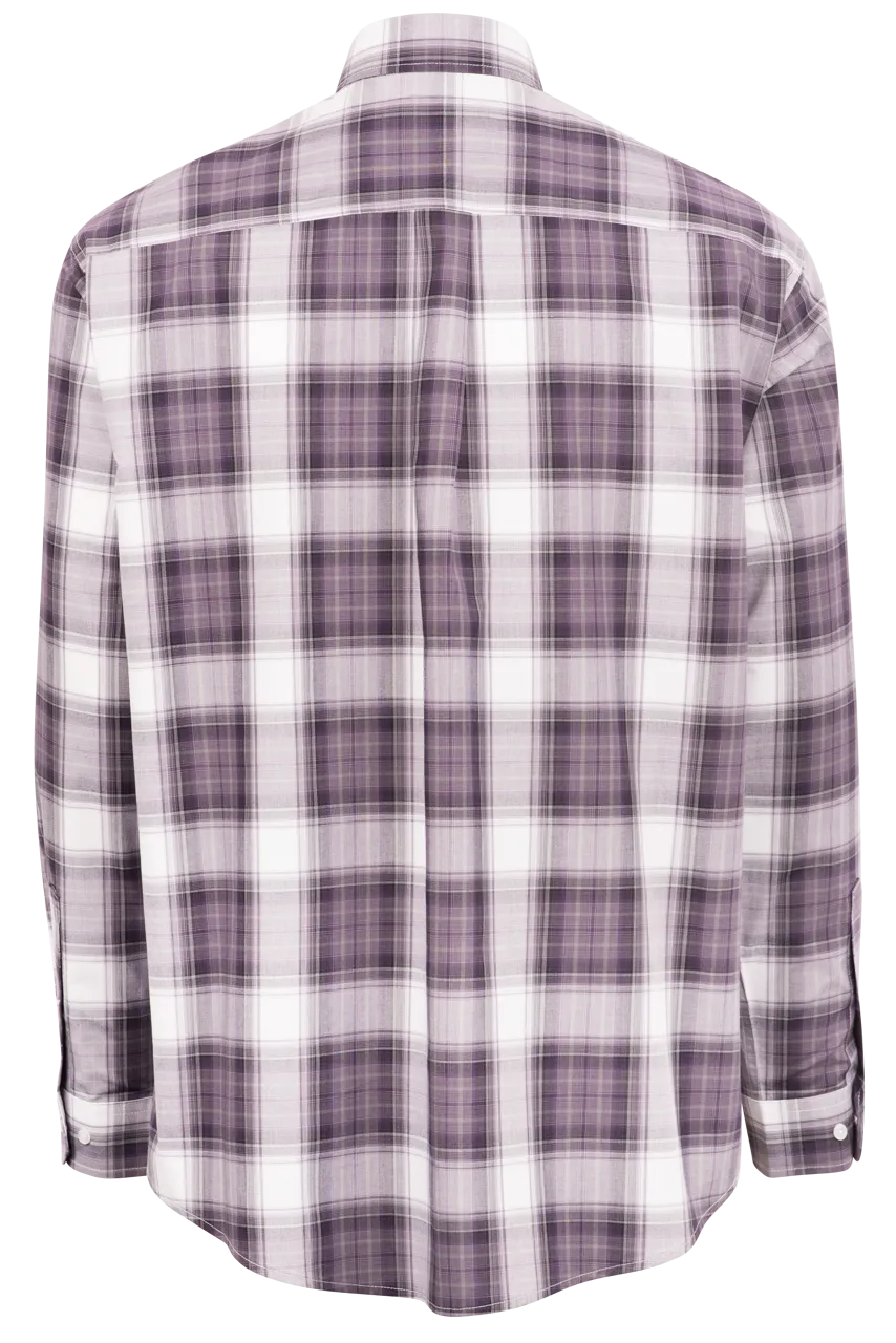 Cinch Plaid Button-Front Shirt - Purple