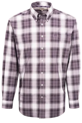 Cinch Plaid Button-Front Shirt - Purple