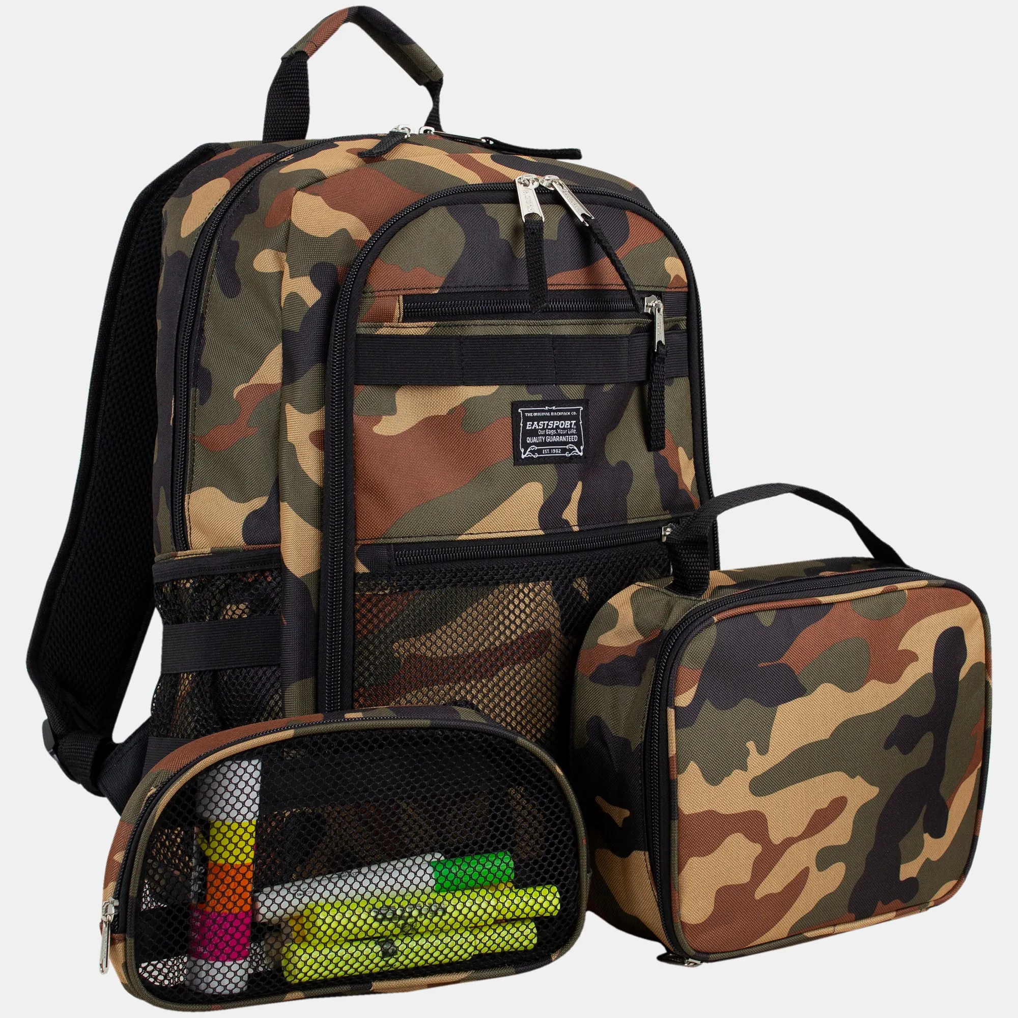 Compact 3-Piece Combo Backpack with Lunch Box and Snack/Pencil Pouch