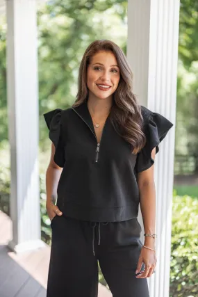 Everyday Elegance Black Textured Top