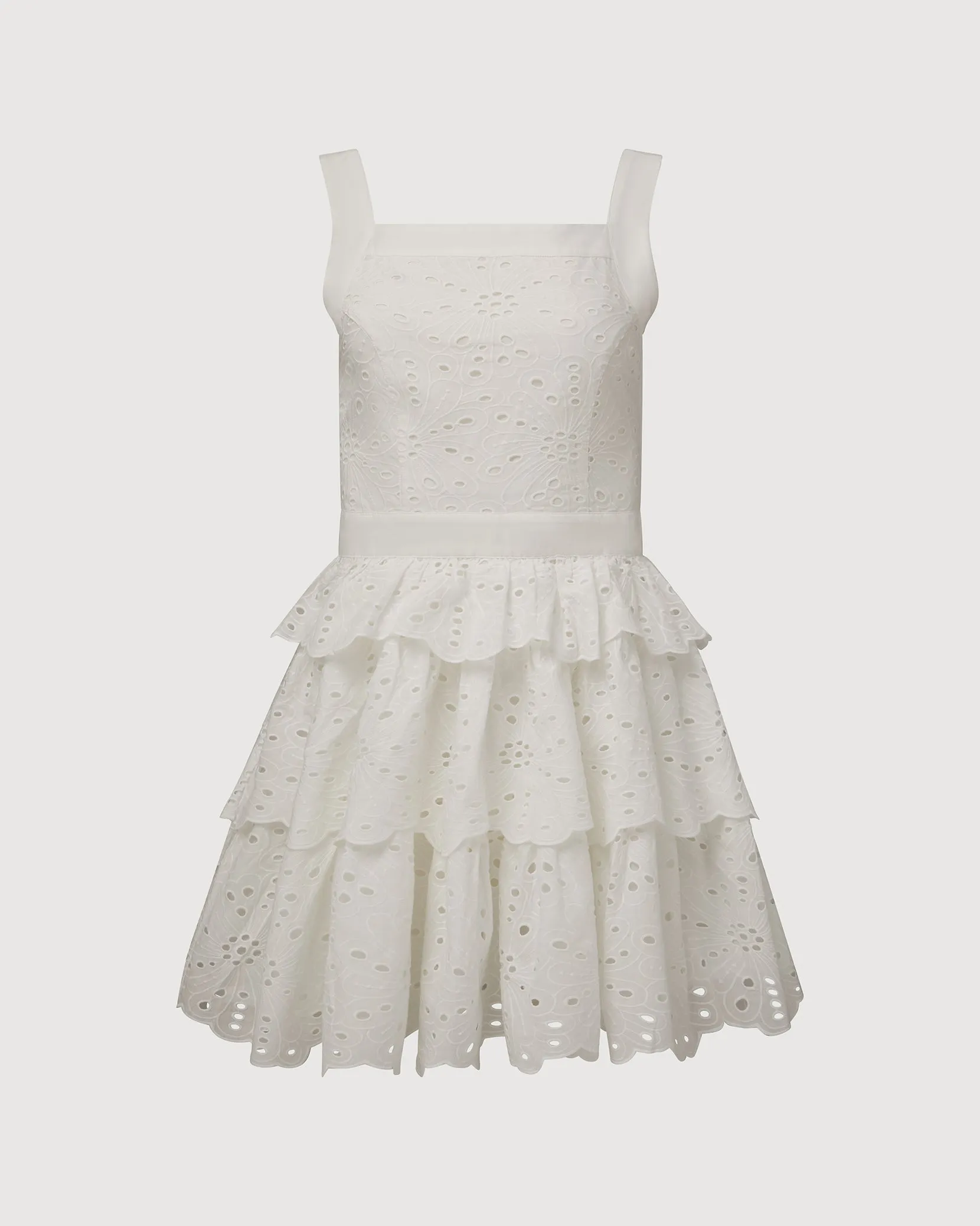 Eyelet Tiered Mini Dress