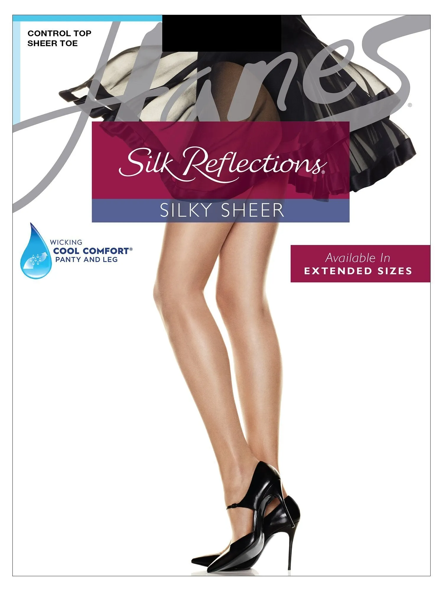 Hanes® Silk Reflections Silky Sheer Control Top-Sheer Toe Hosiery