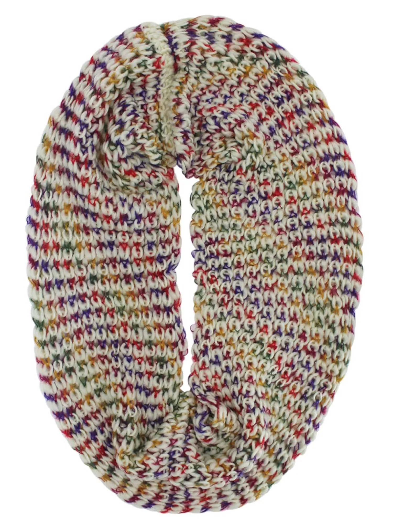 Ivory Multicolor Soft Winter Knit Infinity Scarf