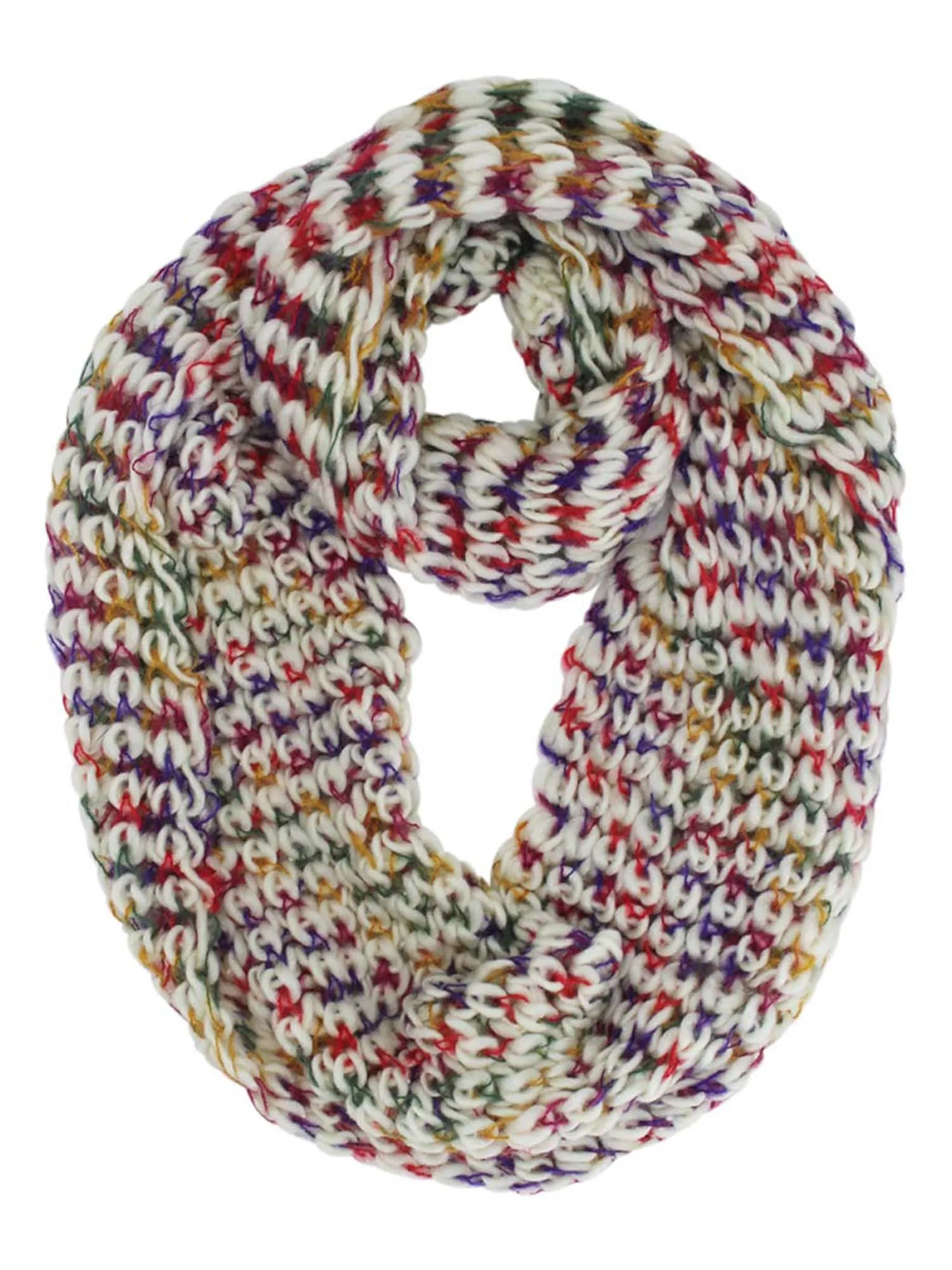 Ivory Multicolor Soft Winter Knit Infinity Scarf