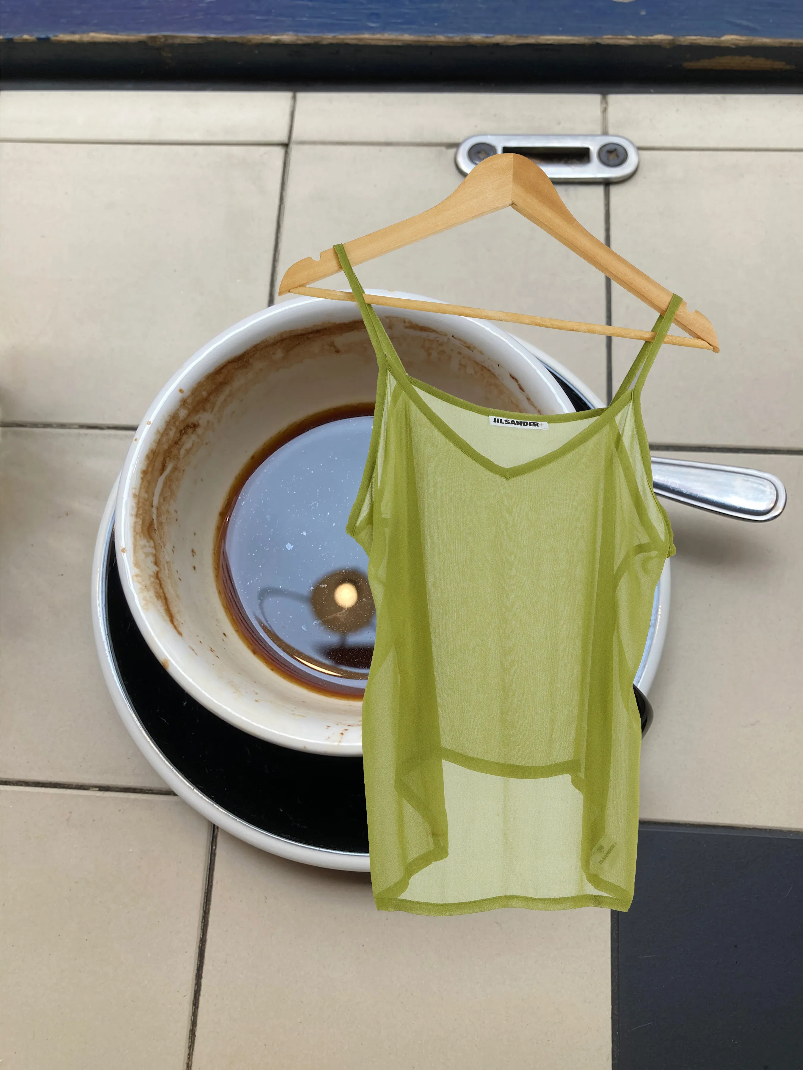 Jil Sander 1980s green sheer viscose camisole top - womens size 38