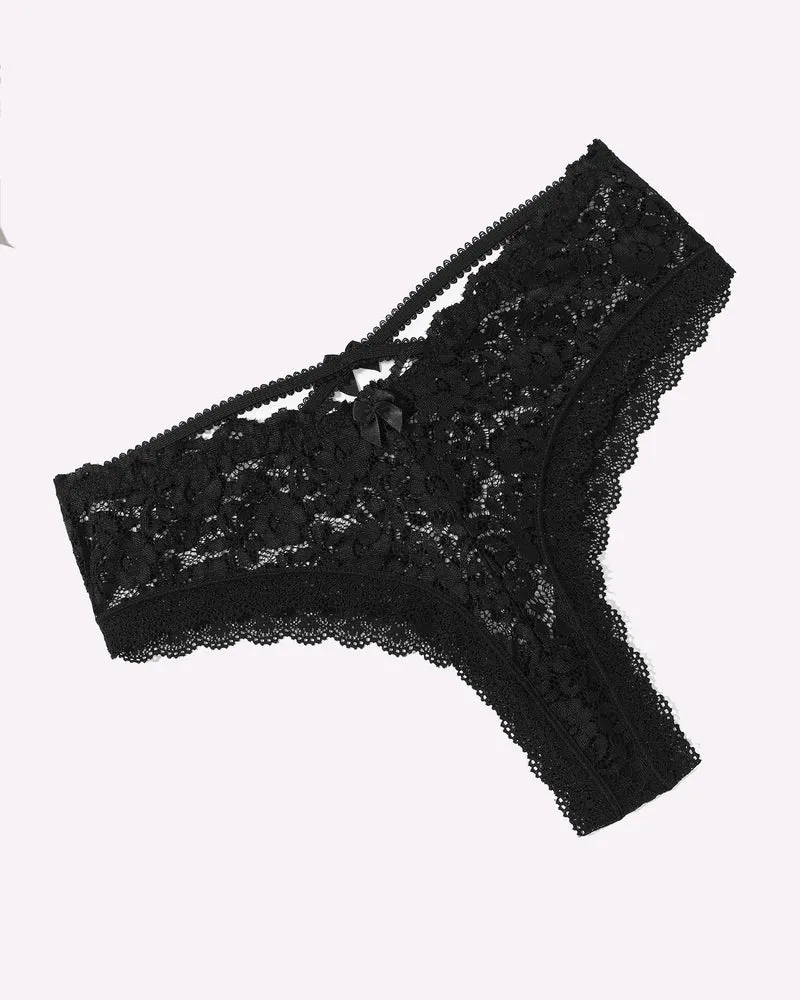 Lace Criss Cross Back Floral Hipster Panties