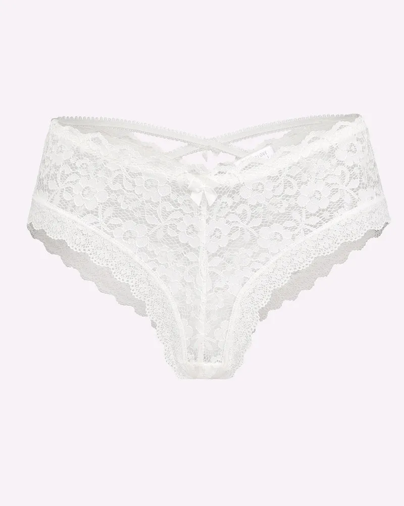 Lace Criss Cross Back Floral Hipster Panties