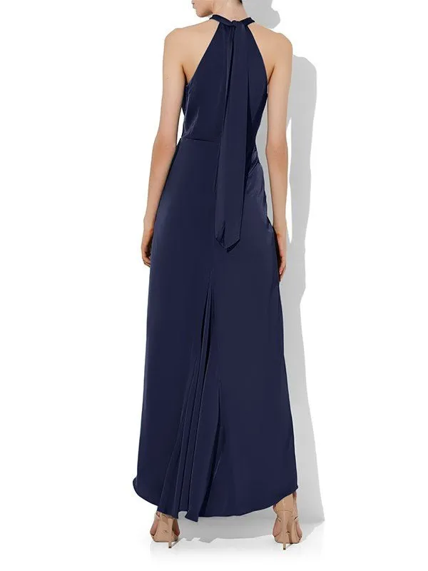 Nadine Navy Halter Gown