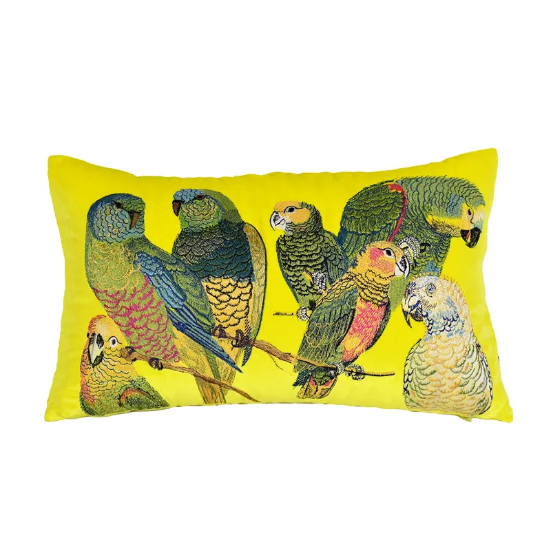 Parrot Embroidered Throw Cushion