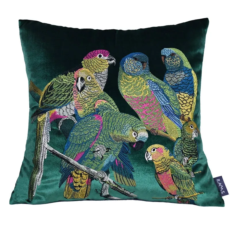 Parrot Embroidered Throw Cushion