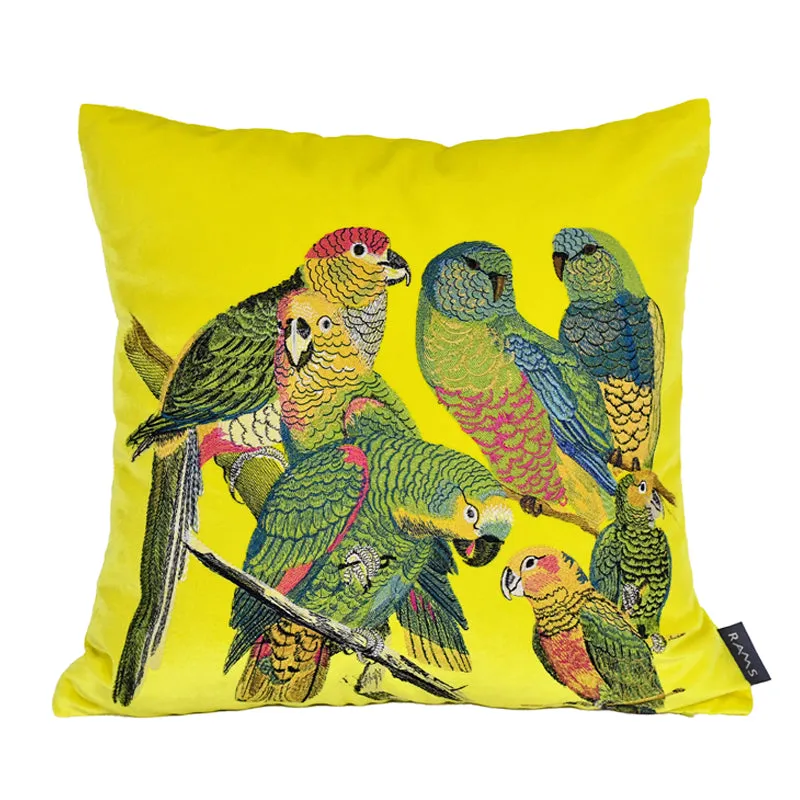 Parrot Embroidered Throw Cushion