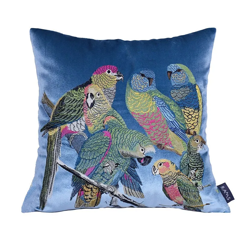 Parrot Embroidered Throw Cushion