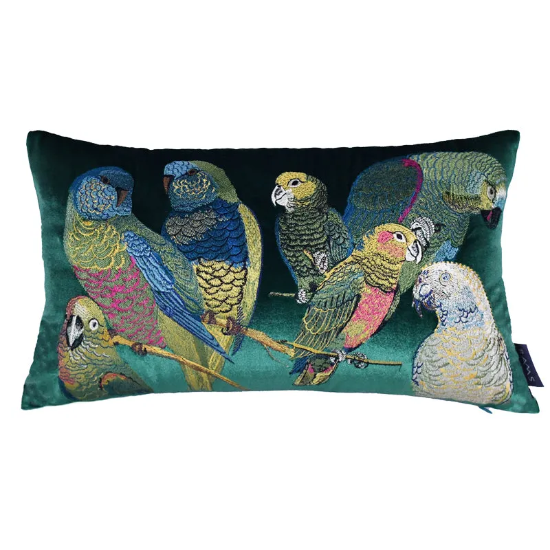 Parrot Embroidered Throw Cushion