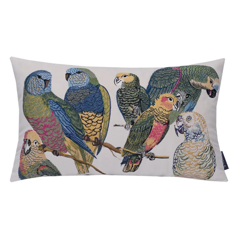 Parrot Embroidered Throw Cushion