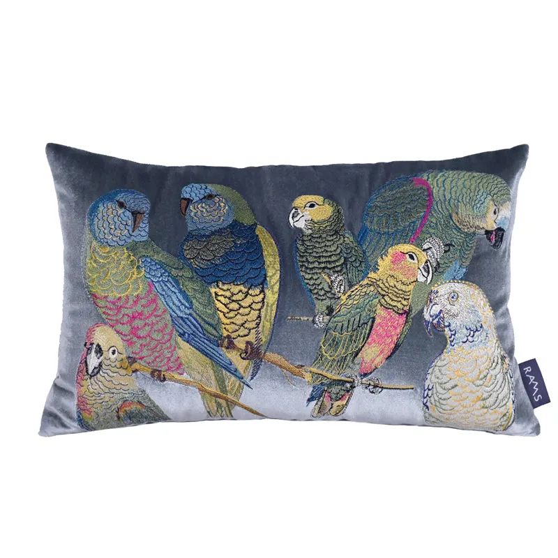 Parrot Embroidered Throw Cushion