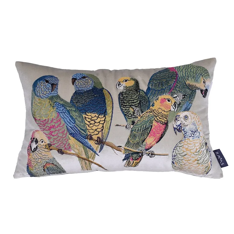 Parrot Embroidered Throw Cushion