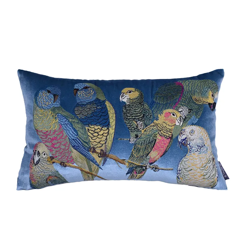 Parrot Embroidered Throw Cushion