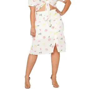 Plus Size Button Front Midi Skirt in Fruit Punch