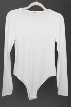 Ribbed Long Sleeve Bodysuit in White