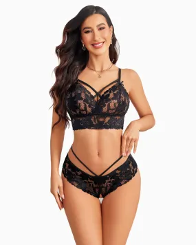 Sheer Lace Bra and Panty Two Piece Sets