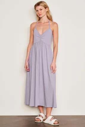 Sundry Tie Back Dress in Dark Lavender