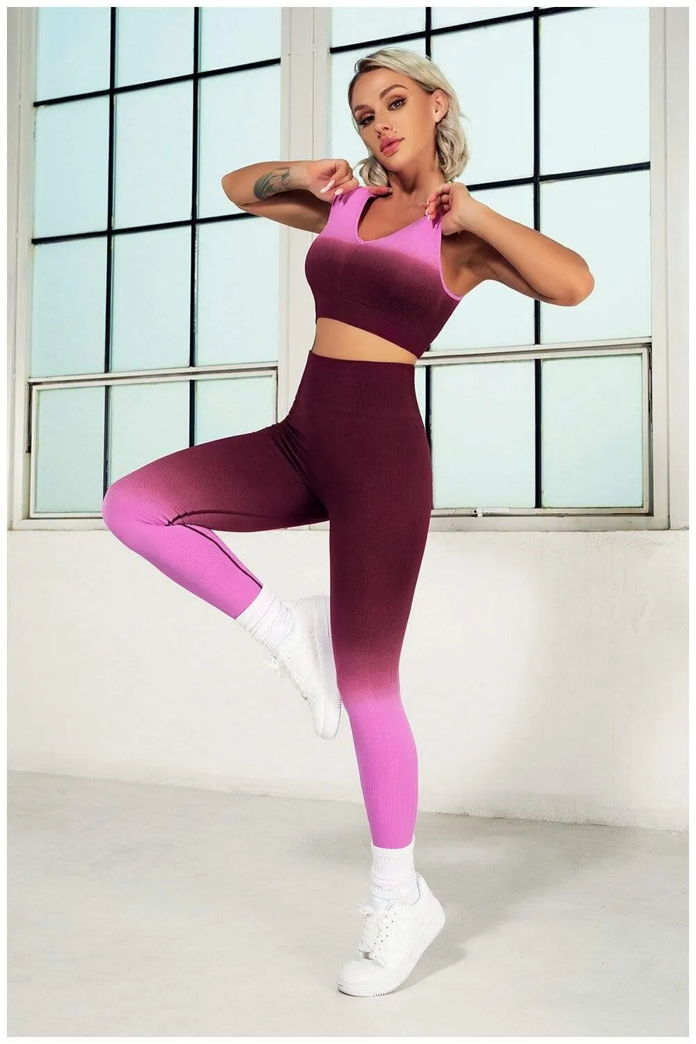 Waves 2 Piece Tie Dye Gradient Activewear Set