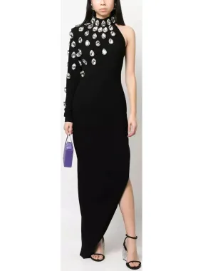 Women’s Crystal-Embellished One-Shoulder Dress