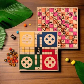 Wooden 2 in 1 Ludo Snakes and Ladders-1 Board